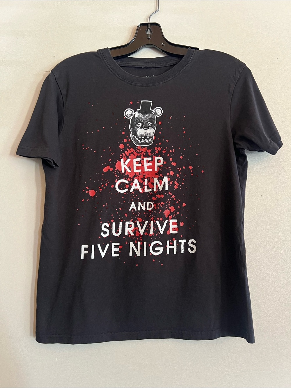 Five Nights at Freddy’s Black Graphic T-Shirt Men’s XS Freddy Fazbear Horror